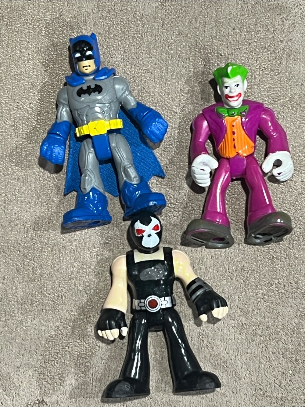 DC comics Imaginext Batman, Joker, and Bane Action Figures Lot